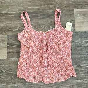 St. John’s Bay Pink Medallion Cotton Cami Tank Top Cottagecore Boho Medium NWT